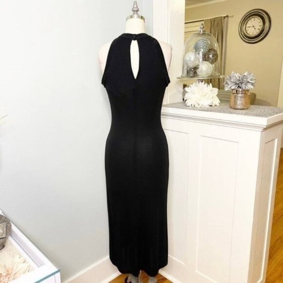 Ralph Lauren Black Sparkly Sheath Dress Midi Small - Picture 6 of 11
